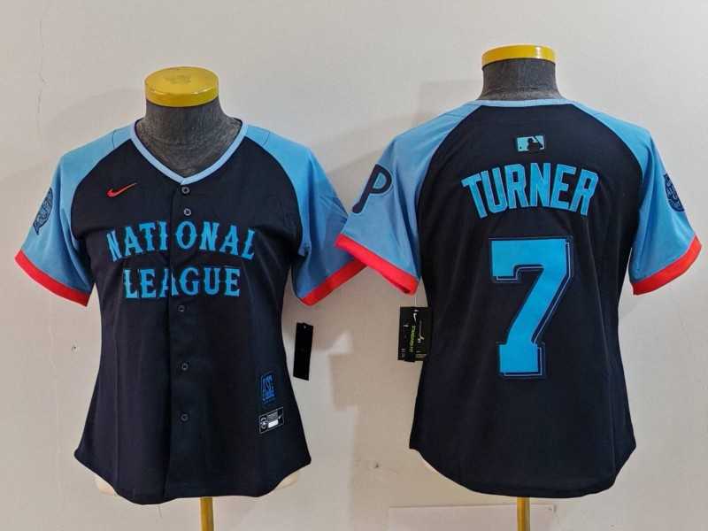 Womens Philadelphia Phillies #7 Trea Turner Navy 2024 All Star Limited Stitched Jersey